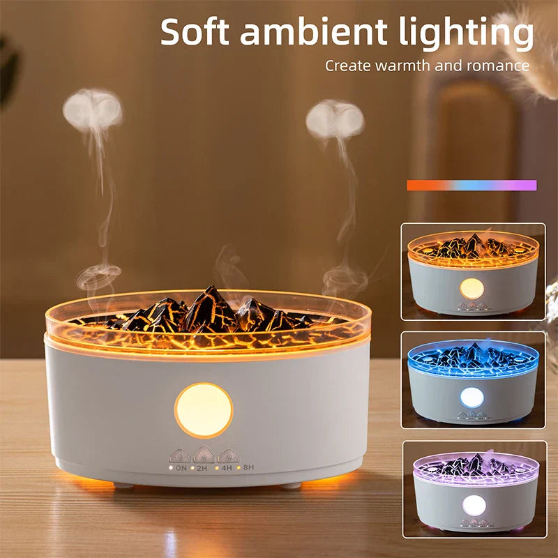 Volcano Humidifier, 300ML Essential Oil Diffuser with Jellyfish Mist and 3 Color Lights, Remote Controlled